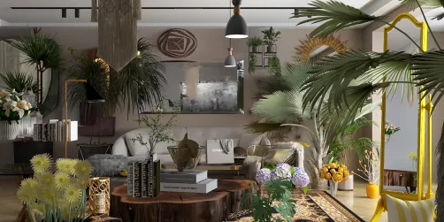 yellow and green living room