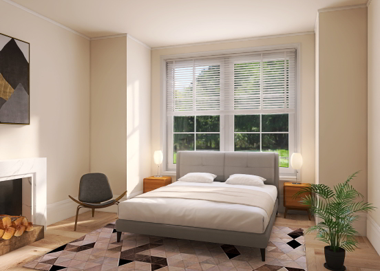 Mid-century Modern Bedroom Design Rendering