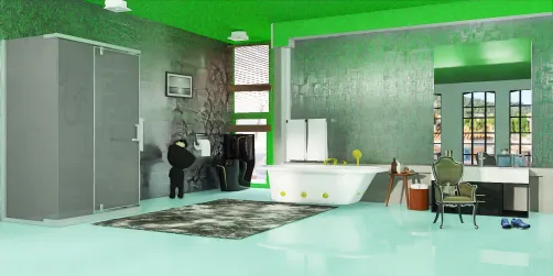 a greenish gray bathroom