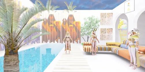 Relaxation pool with Egyptian elements  
