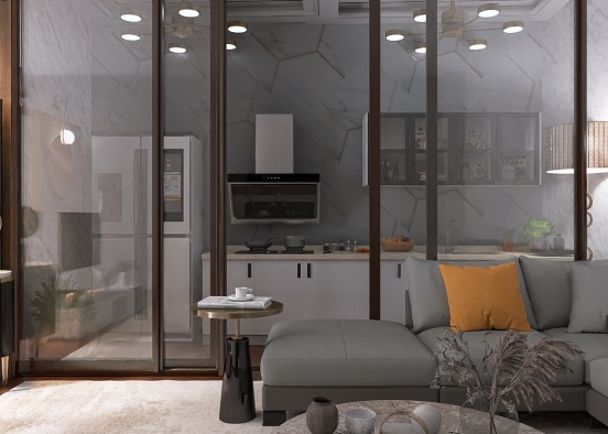 Livingroom and kitchen  Design Rendering