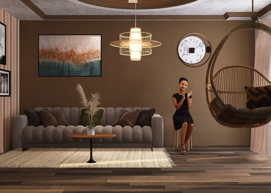 Chocolate Theme living room Design Rendering