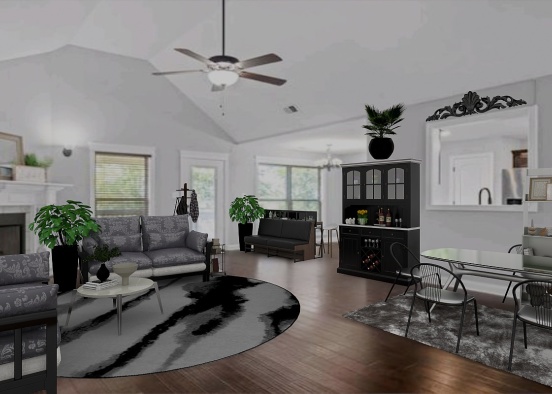 Living room dining combo Design Rendering