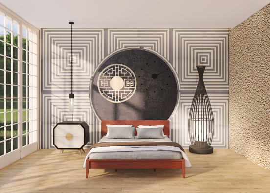 Asymmetrical bedroom Design Rendering