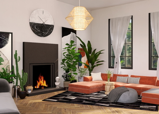 Modern eclectic living room  Design Rendering