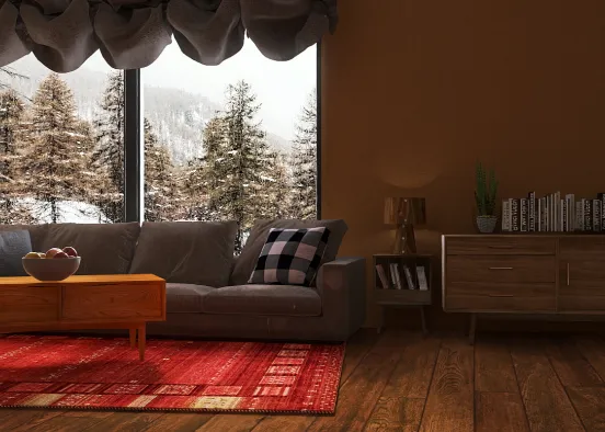Woodsy Living Room  Design Rendering