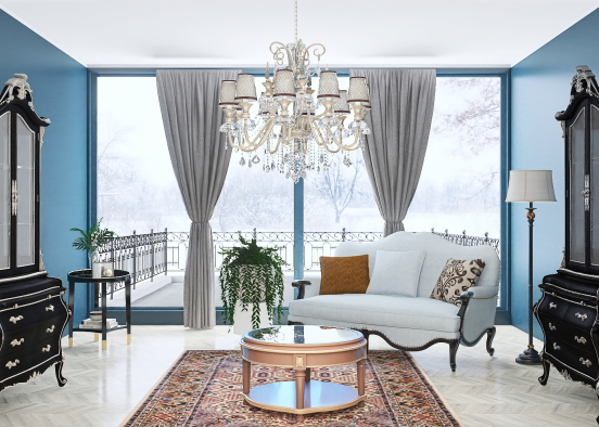 Old fashion luxorious sitting room Design Rendering