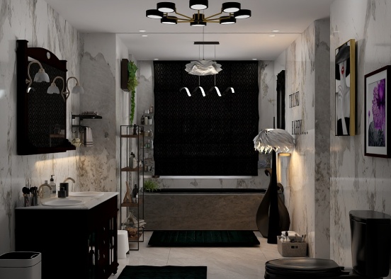 luxury style marble bathroom Design Rendering
