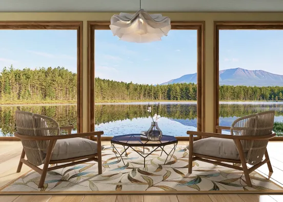 Uma linda casa do lago Design Rendering