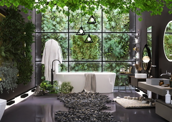 Jungle-Bathroom Design Rendering