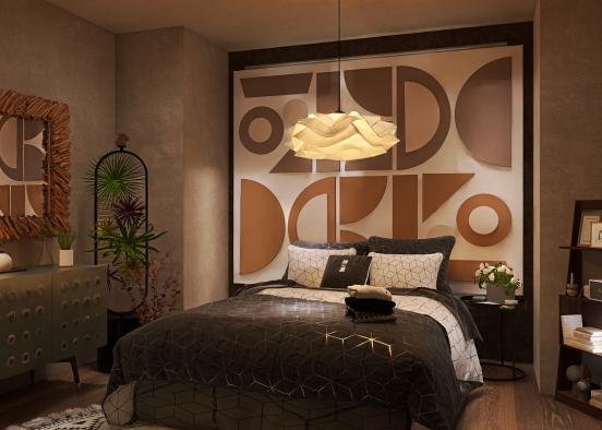 Midcentury Modern Bedroom Design Rendering