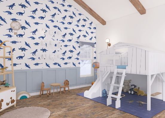 blue dinosaur kids room  Design Rendering
