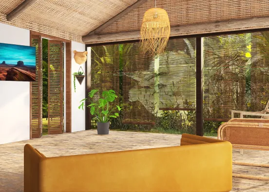 Jungle Living Room Design Rendering
