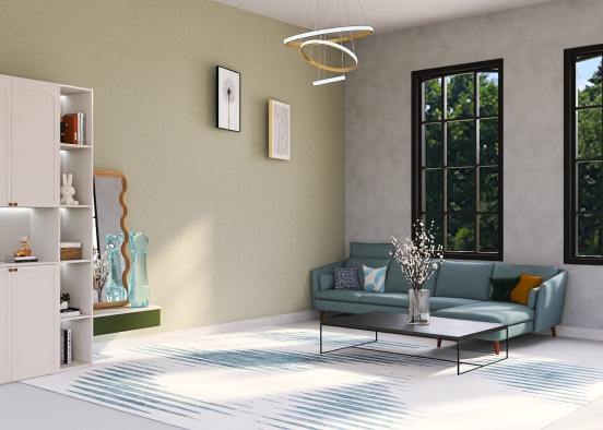 Minimalistic living room 🩵💚🖤 Design Rendering