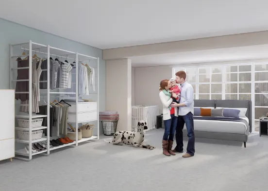 My mum and dads room with a baby  Design Rendering