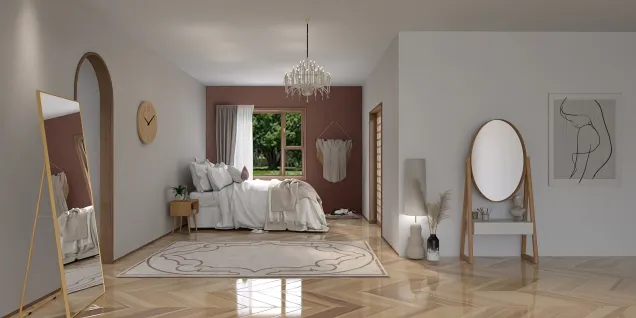 Simple beige/white Modern/Scandinavian bedroom 