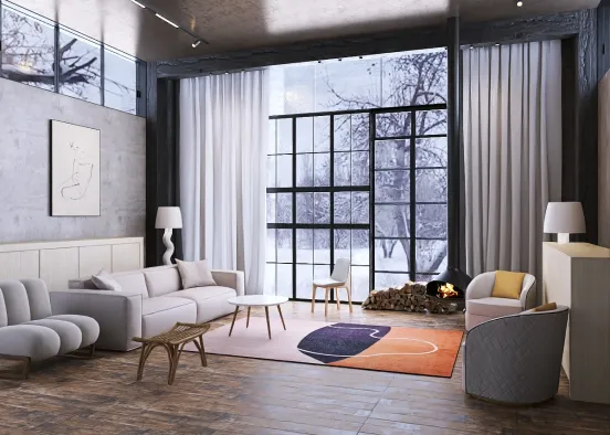 cozy winter living room  Design Rendering