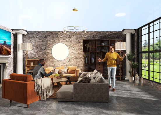 Living room for friends Design Rendering