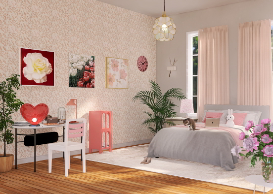 Розовая комната.The pink room. Design Rendering