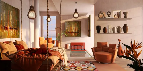 A retreat guest bedroom with a small relaxing pool