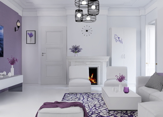 purple Living room  Design Rendering