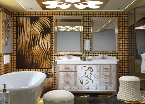 Baño dorado  Design Rendering