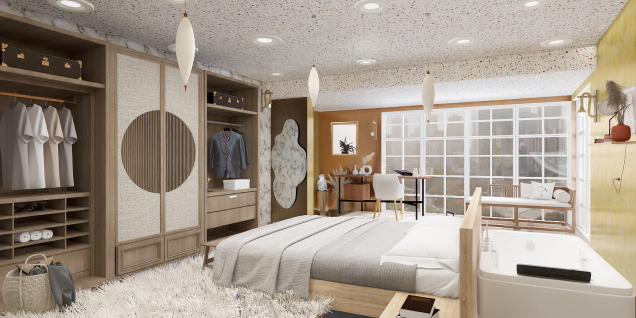 Modern bedroom with jacuzzi en-suite 