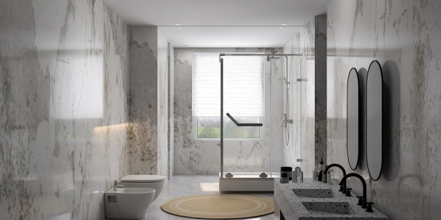 Banheiro simples e minimalista 