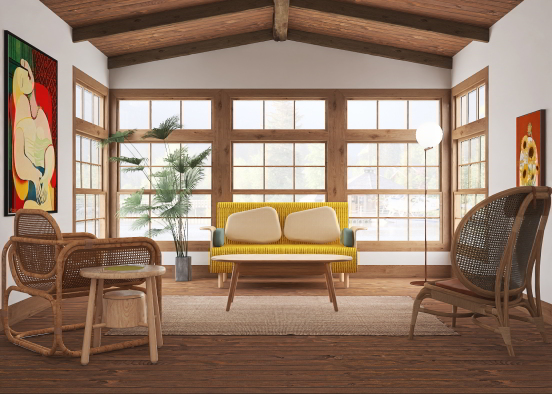 Calid room with plants Design Rendering