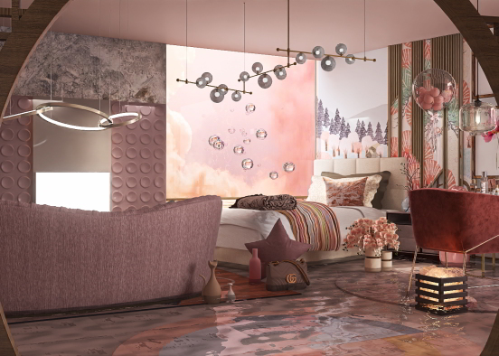 Sky of the Aesthetic Pink Bedroom Design Rendering