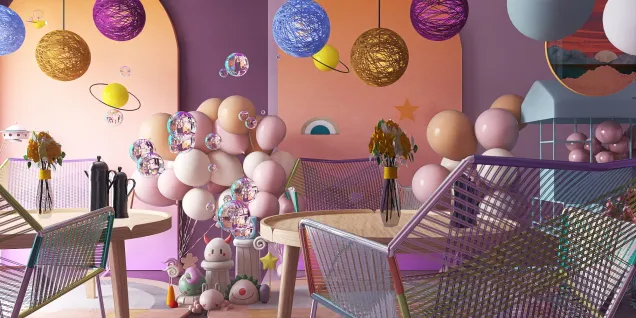 Colorful Universe Bubble Tea Store