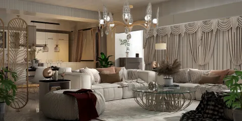 modern living room featuring a spacious sectional sofa with decorative pillows, arranging elegant light fixtures in a cozy atmosphere, emphasizing comfort and style, utilizing Homestyler's real-time 3D rendering for design visualization.