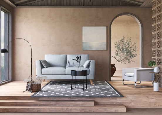 Gray living room  Design Rendering