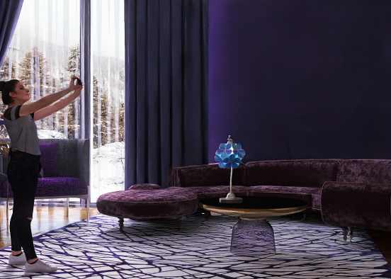 A Purple living room ￼ Design Rendering