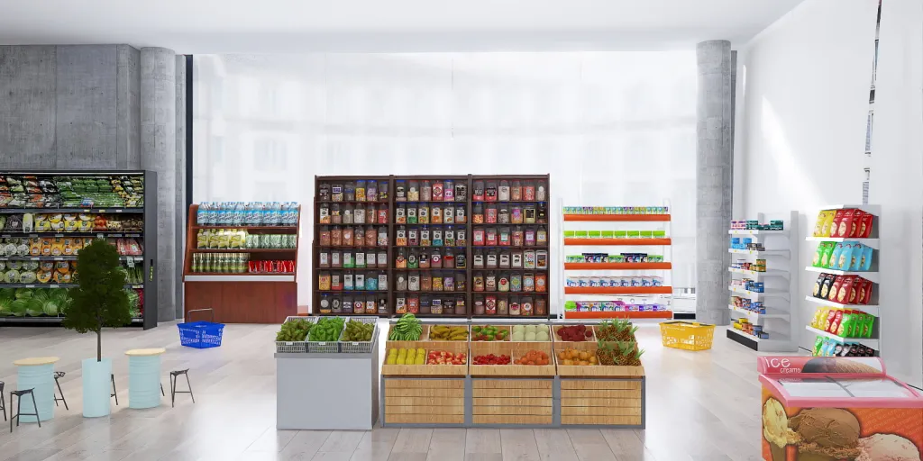 a store filled with lots of shelves filled with different types of fruit 
