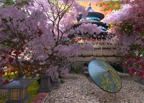 back yard of emperor place, cherry blossoms season Design Rendering