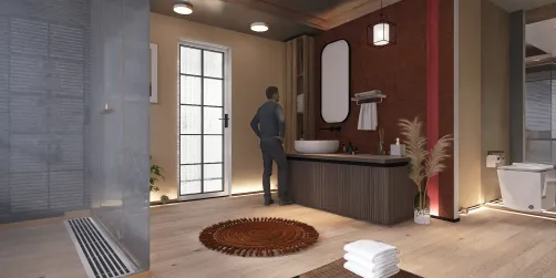 Beige bathroom interior 