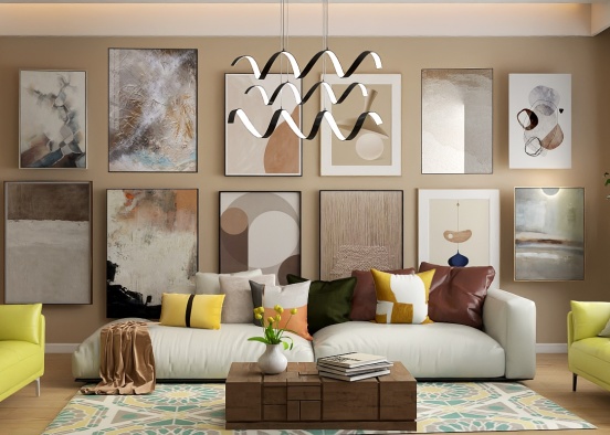 Habitación beige en tonos de la naturaleza  Design Rendering