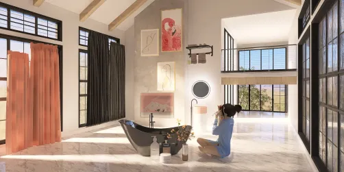 Classic  chic bath for a peaceful sunset