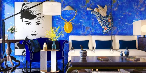 Royal blue living room idea 💡