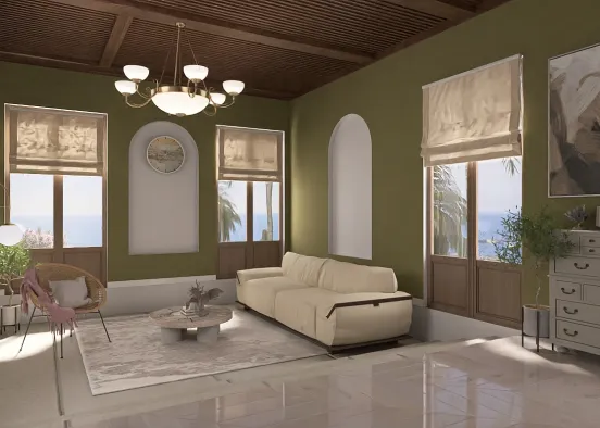 Mid century Living Room Design Rendering