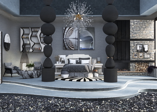 Silver Stone Bedroom 🖤 Design Rendering