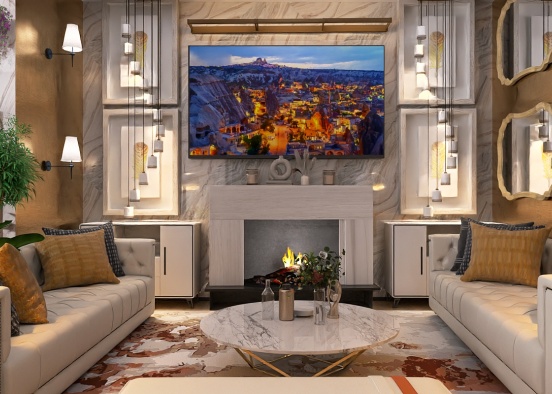 Warm livingroom  Design Rendering