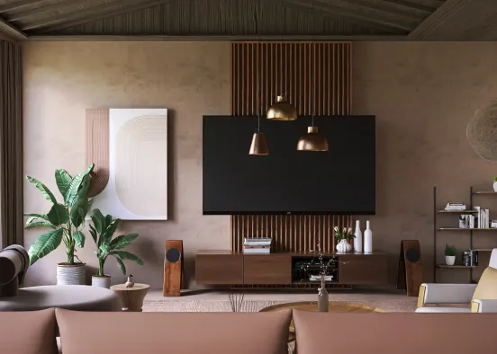 Brown pallette living room  Design Rendering