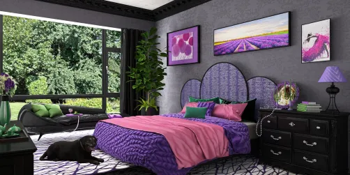 Pink, Purple, Green Bedroom