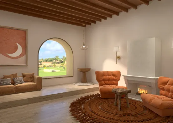 Very cozy farmhouse living room Design Rendering