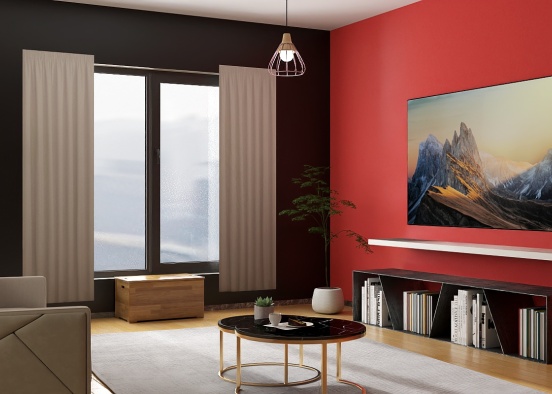 Dual Color Living Room Design Rendering