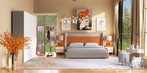 White and orange bedroom idea🤍🧡