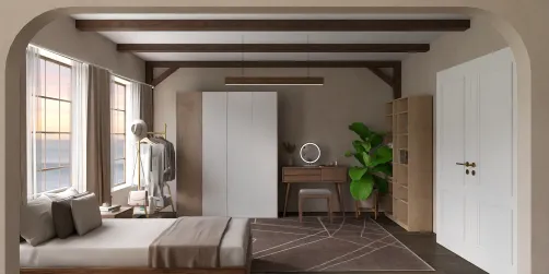 Wood and white country bedroom🤍🤎