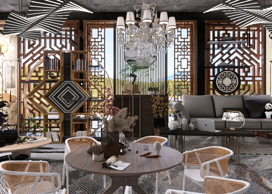 Oriental Style Office ✨🏺🎑 Design Rendering